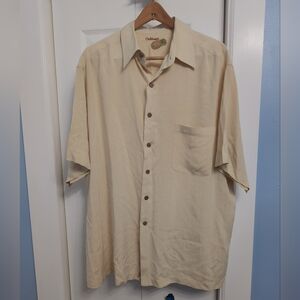 Caribbean Men's 2 XL Silk Cream Short Sleeve Shirt